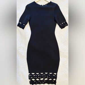 The perfect LBD - MILLY - Laser Cut Body Con Dress - Black - Small
